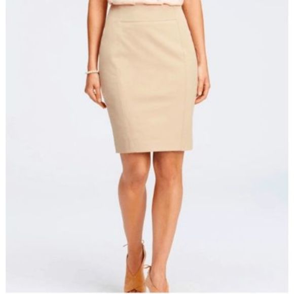 Ann Taylor NWT The High Waist Seamed Linen Pencil Skirt Beige, Sz 6P, MP $108 - Picture 1 of 12